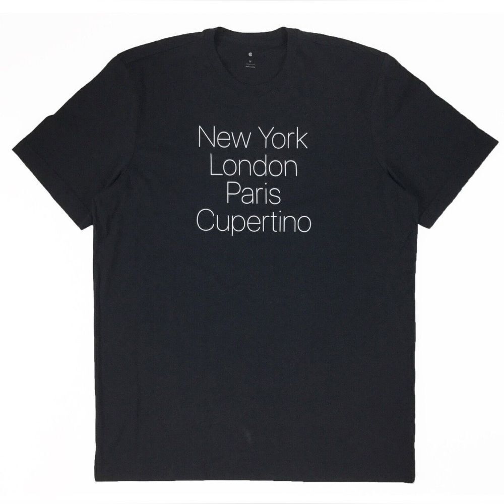 Apple Store new york london paris cupertino tshirt Black (XL)